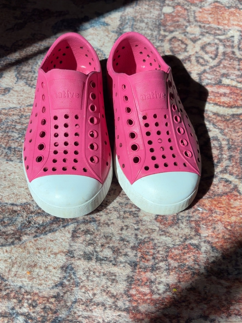 Native Kids Slip-On Water Shoes in Bright Pink with White Toecap
